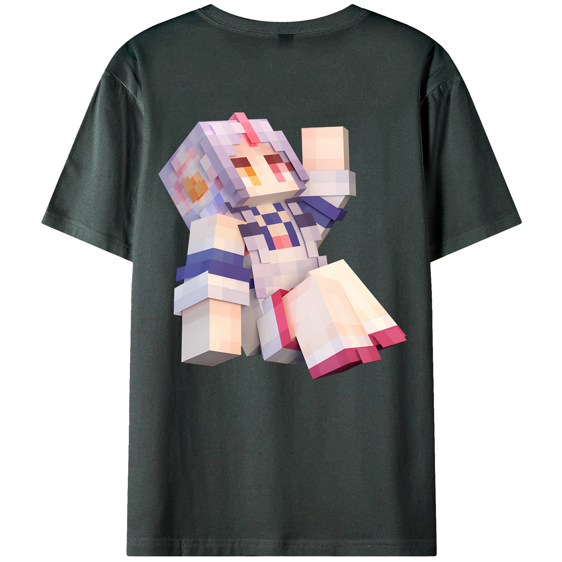 （画像用） マインクラフト ブロックの世界 Minecraft MC Block world 綿100％ メンズ半袖Tシャツ（バックプリント） 通気性